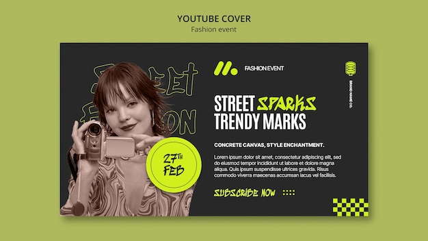 Free PSD flat design fashion event youtube cover template