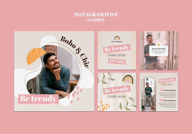 Free PSD flat design fashion instagram post template