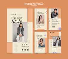 Free PSD flat design fashion lifestyle instagram stories