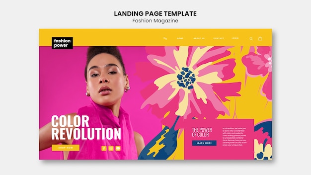 Flat design fashion magazine landing page