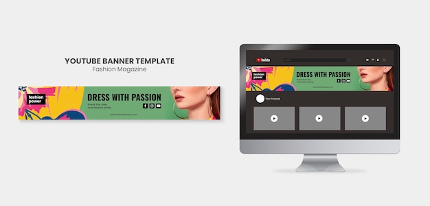 Flat design fashion magazine youtube banner