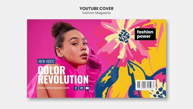 Free PSD flat design fashion magazine youtube cover