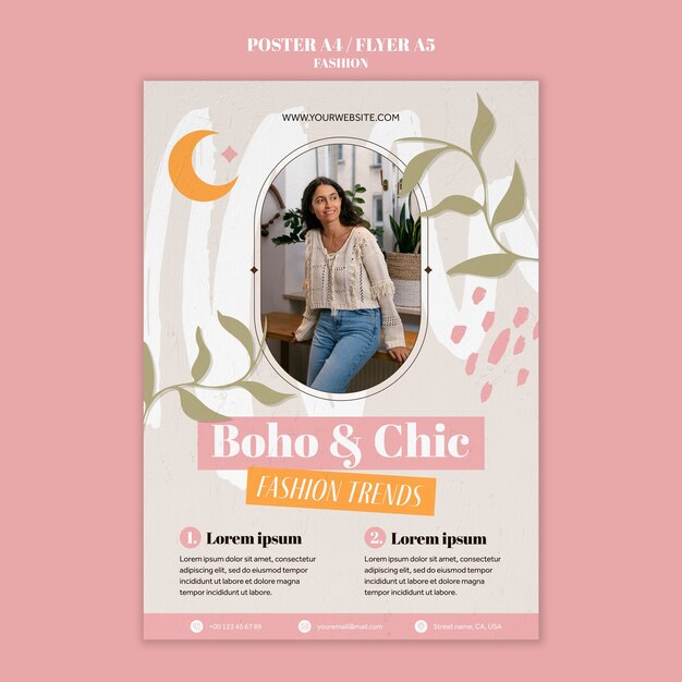 Flat design fashion poster template