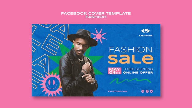 Flat design fashion sale facebook cover template