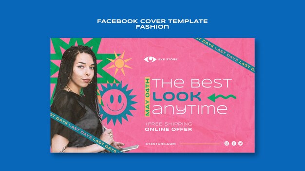 Шаблон обложки facebook для продажи модной одежды в плоском дизайне