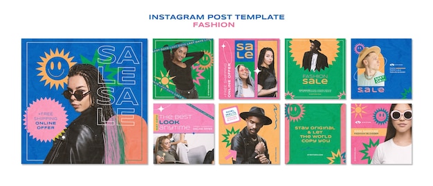 Flat design fashion sale instagram post template