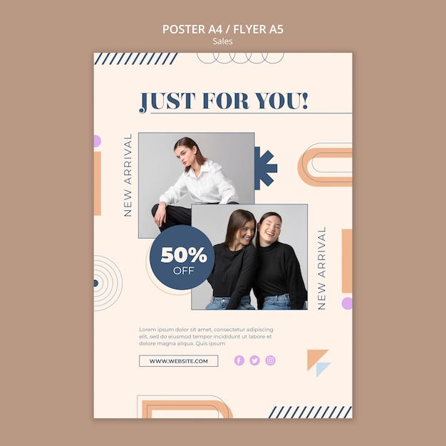 Free PSD flat design fashion sale template