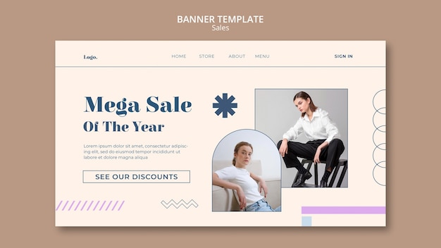 Free PSD flat design fashion sale template