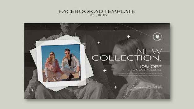 Flat Design Fashion Template: Free PSD Template for Facebook Ads
