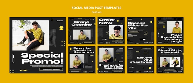 Flat design fashion template for free PSD download