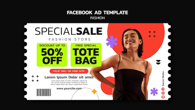 Modello facebook delle tendenze della moda dal design piatto