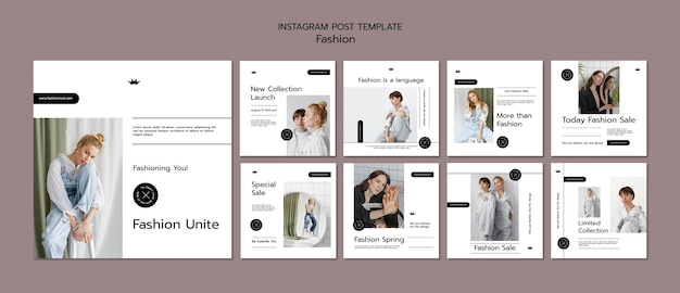 無料PSD フラットなデザインのファッショントレンドinstagramの投稿