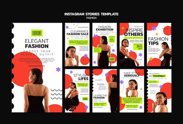 Tendenze della moda dal design piatto, storie di Instagram