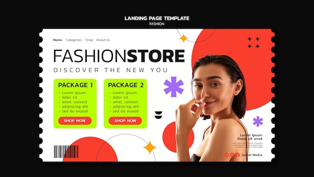 Free PSD flat design fashion trends landing page