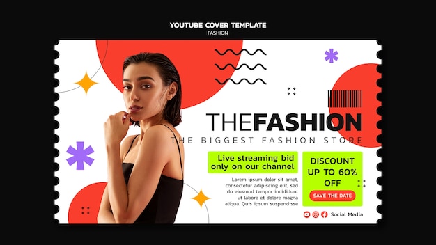 Бесплатный PSD Плоский дизайн модных тенденций обложка youtube