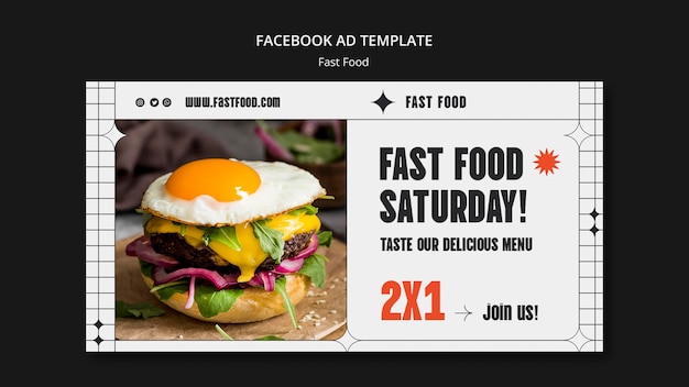 Flat design fast food facebook template