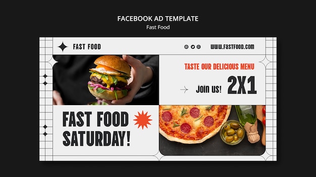 Modello di facebook fast food design piatto