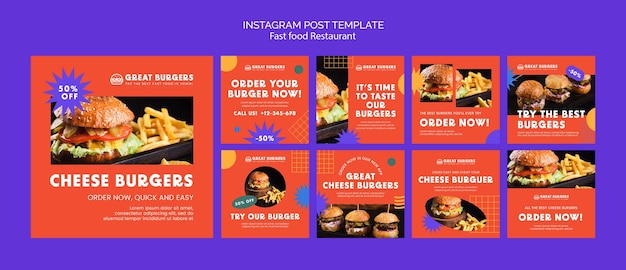 PSD gratuito modello di fast food design piatto