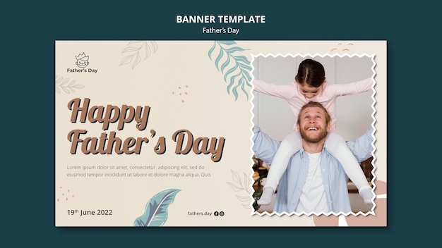 Flat design father's day banner design template