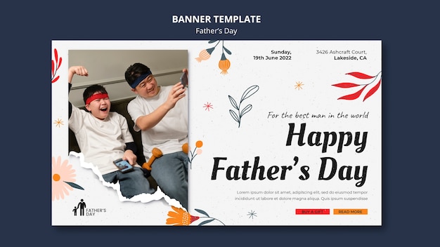 PSD gratuito modello di progettazione banner festa del papà design piatto