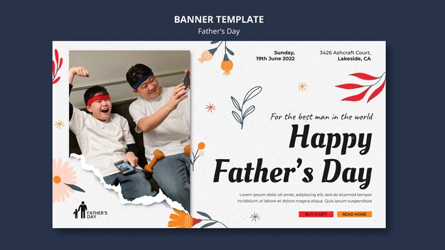 フラットデザイン父の日バナーデザインテンプレート