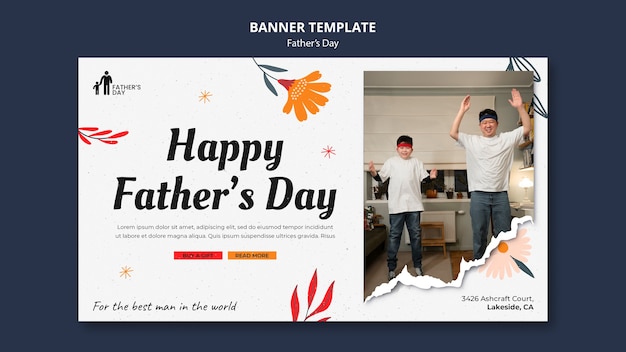 Flat design father's day banner design template