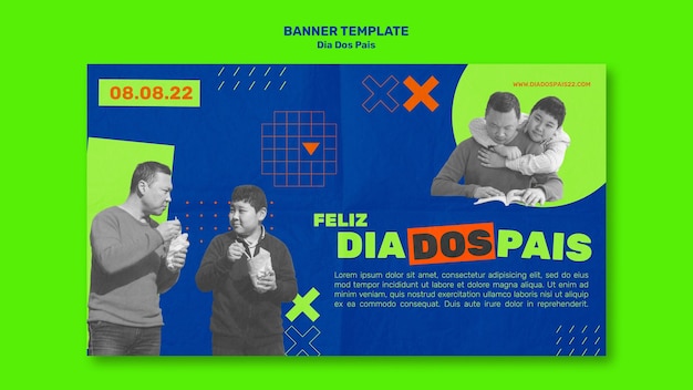 Free PSD flat design father's day banner template