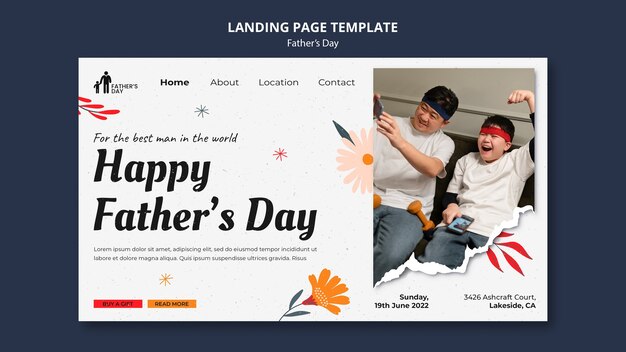 フラットデザイン父の日ランディングページデザインテンプレート