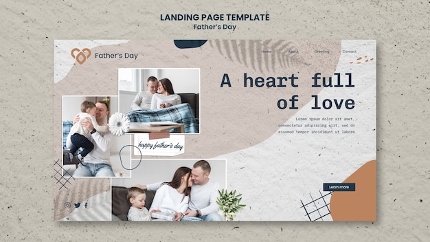 Free PSD flat design father's day landing page template