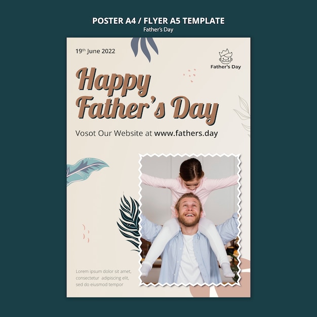 Flat design father's day poster design template