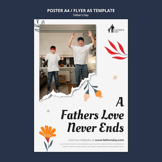 Flat design father's day poster design template