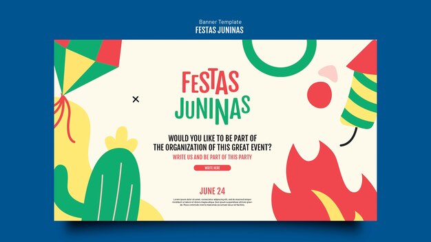 Free PSD flat design festas juninas banner template