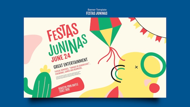 Modello di banner festas juninas design piatto