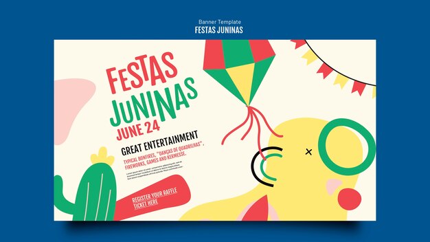 Flat design festas juninas banner template