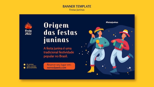 flat design festas juninas banner template