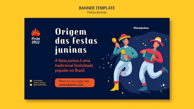 PSD gratuito modello di banner festas juninas design piatto