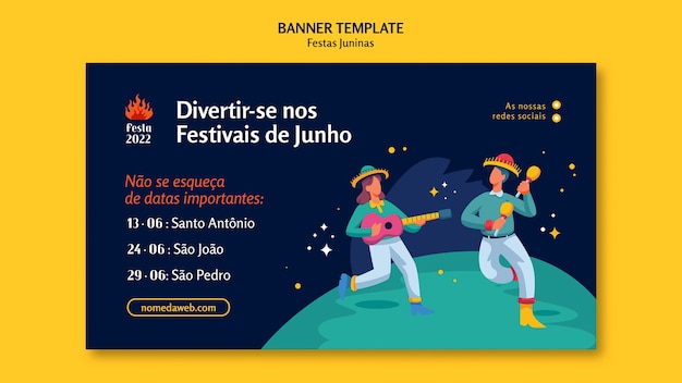 Free PSD flat design festas juninas banner template