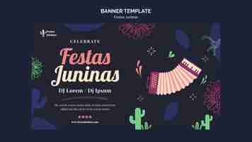 PSD gratuito modello di banner festas juninas design piatto