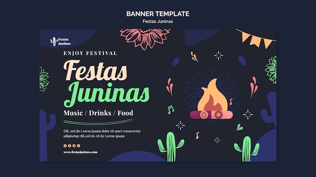 Free PSD flat design festas juninas banner template