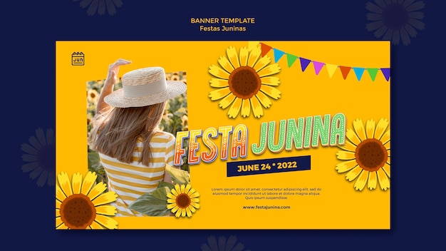 Free PSD flat design festas juninas banner template