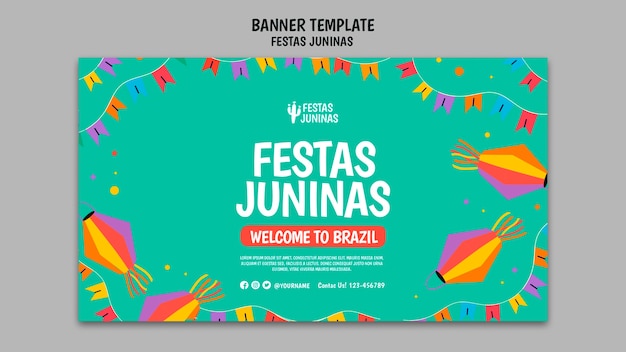 Free PSD flat design festas juninas banner template