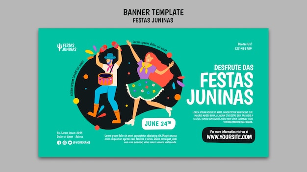 Flat design festas juninas banner template