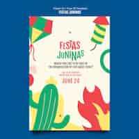 Free PSD flat design festas juninas poster template