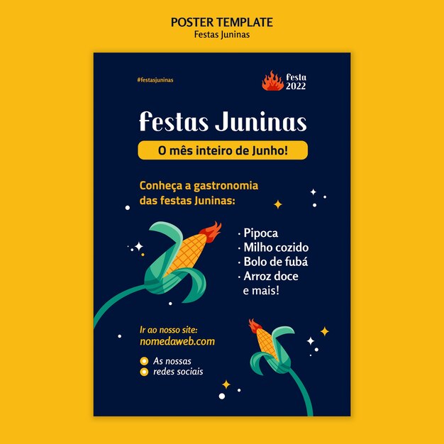 Flat design festas juninas poster template