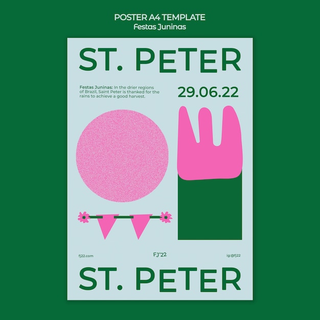 PSD gratuito modello di poster festas juninas design piatto