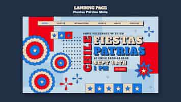 Free PSD flat design fiestas patrias chile landing page