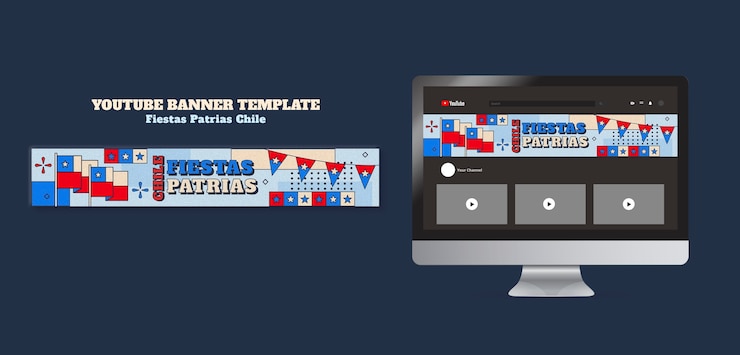 Free PSD flat design fiestas patrias chile youtube banner