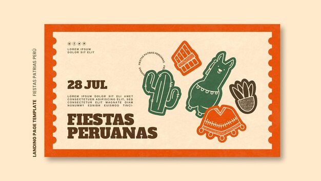 무료 PSD 평면 디자인 fiestas patrias 방문 페이지