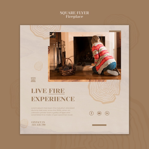 Free PSD flat design fire place template