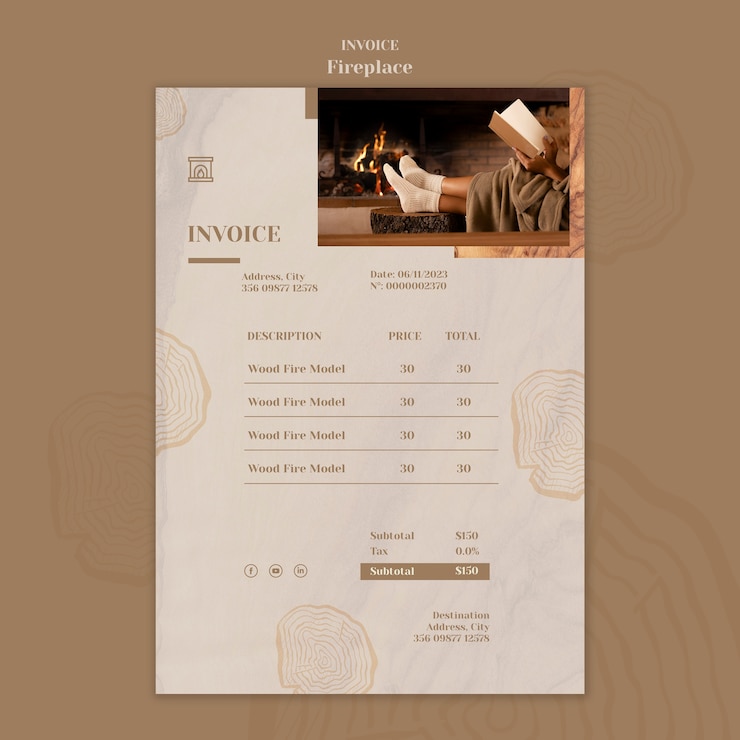 Free PSD flat design fire place template